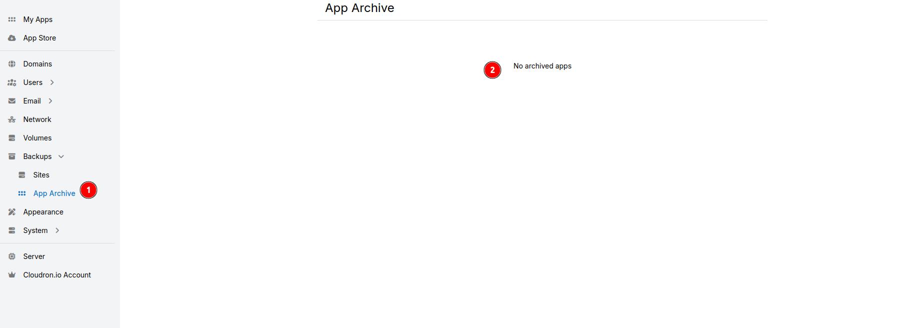 Cloudron backup section
